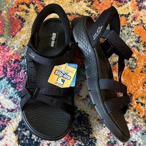 Skechers Slip-ins GO WALK Flex Sandals Summer Athletic Washable Black Size 11